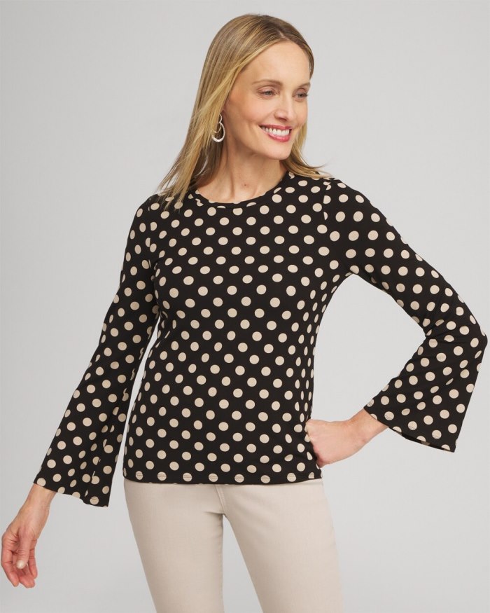 Women's Touch of Cool Polka Dot Flare Tee - Smokey Taupe