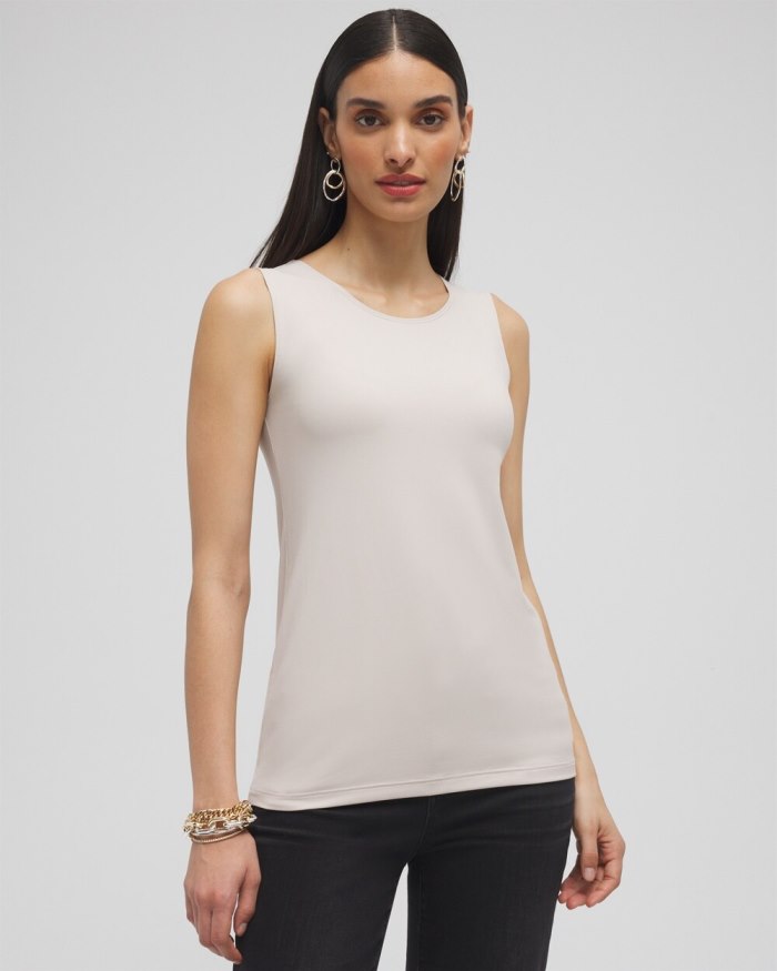 Women's High Neck Microfiber Tank - Smokey Taupe - Click Image to Close