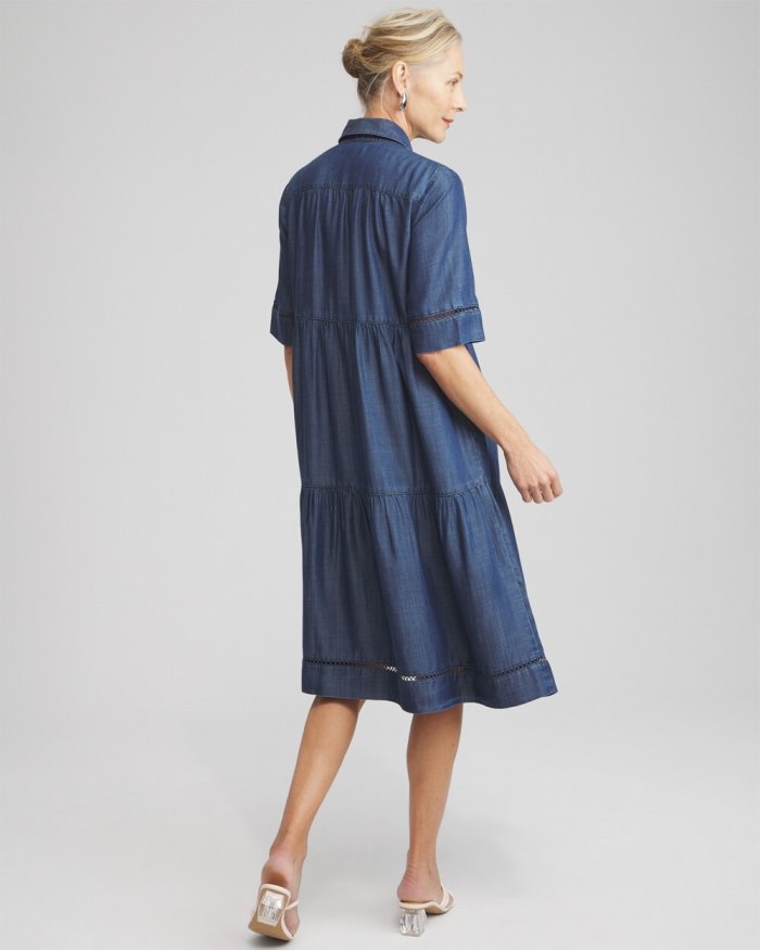 Women's Eyelet Trim Midi Dress - Marina Bay Indigo