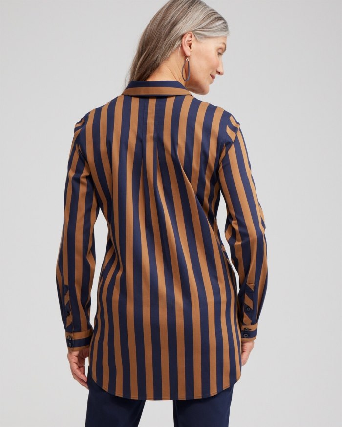 Women's No Iron Stretch Stripe Tunic - Classic Navy