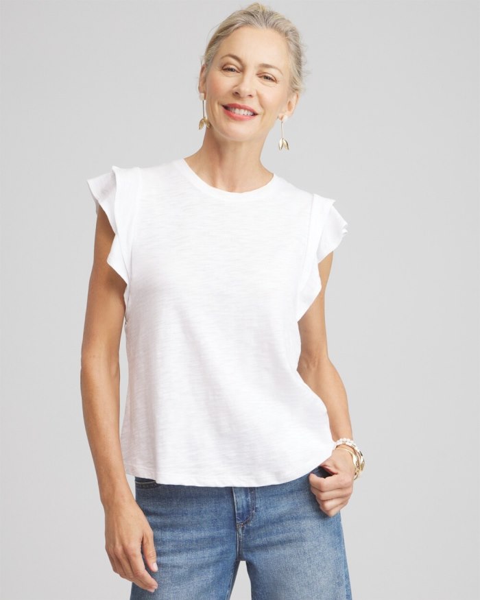 Women's Flutter Cap Sleeve Tee - Alabaster