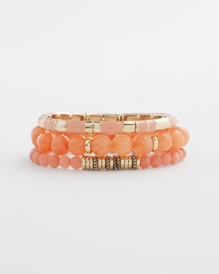 Women's Pink Enamel Stretch Bracelet - Pink Clay