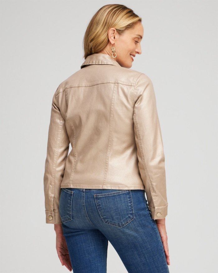 Women's Coated Denim Jacket - Gold