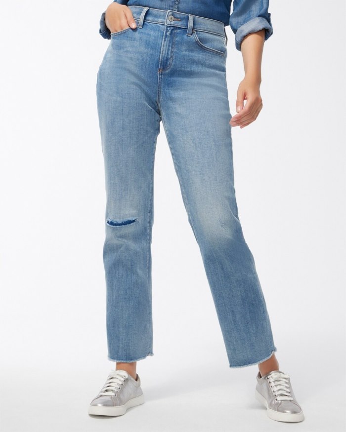 Women's High Rise Straight Leg Jeans - Stormy Seas Indigo