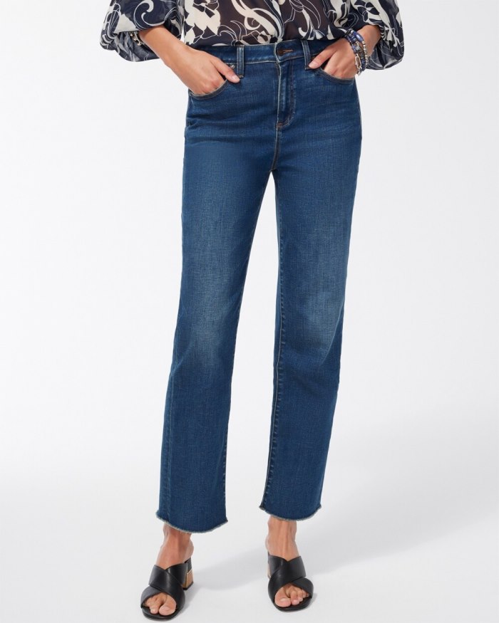 Women's High Rise Straight Leg Jeans - Stormy Seas Indigo