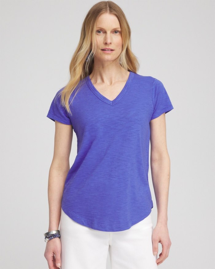 Women's Cap Sleeve V-neck Tee - Purple Nightshade