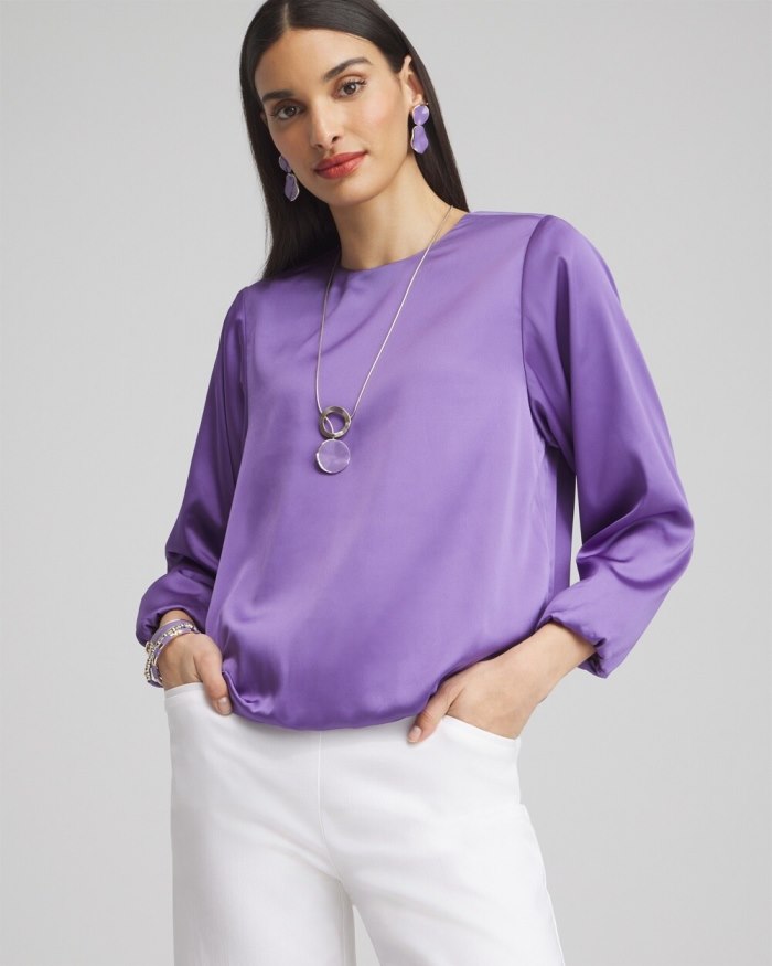 Women's Bubble Hem Top - Parisian Purple