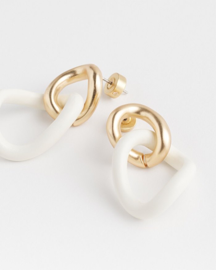 Women's No Droop White Links Earrings - White