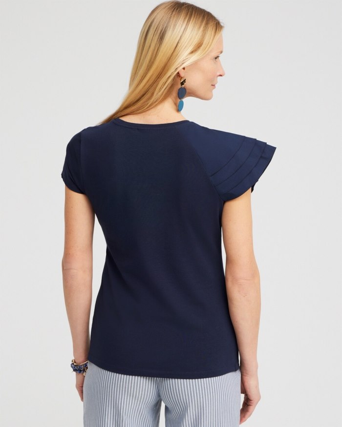 Women's Ruffle Cap Sleeve Tee - Alabaster