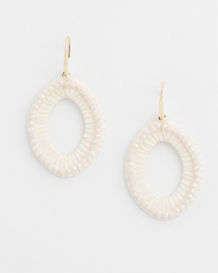 Women's No Droop White Navette Earrings - Alabaster - Click Image to Close