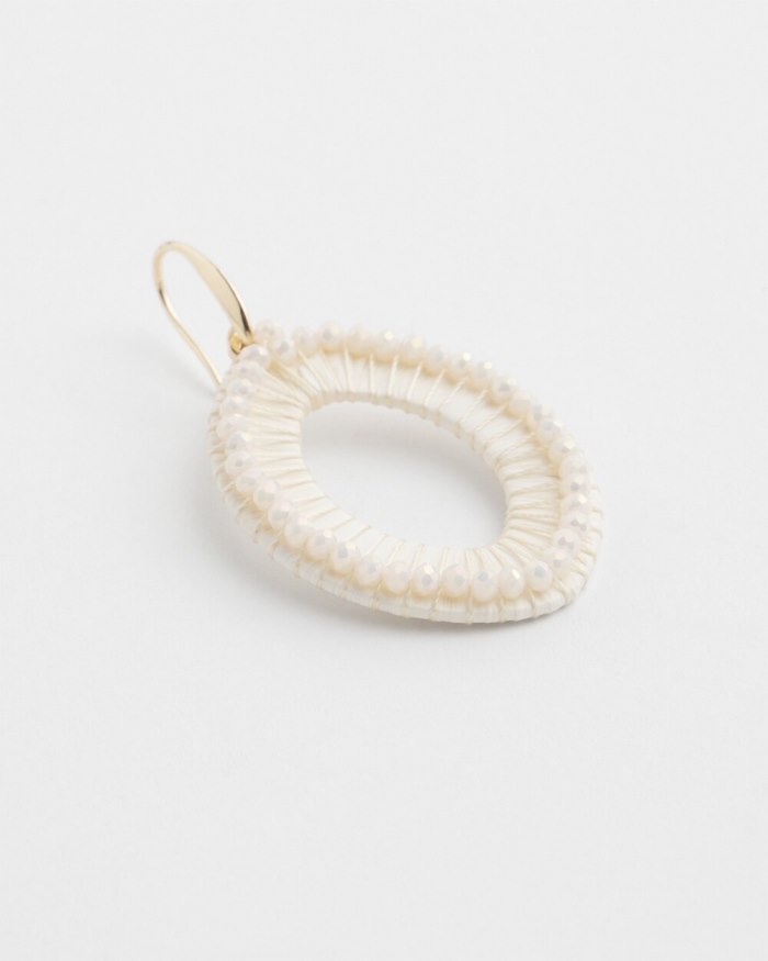 Women's No Droop White Navette Earrings - Alabaster