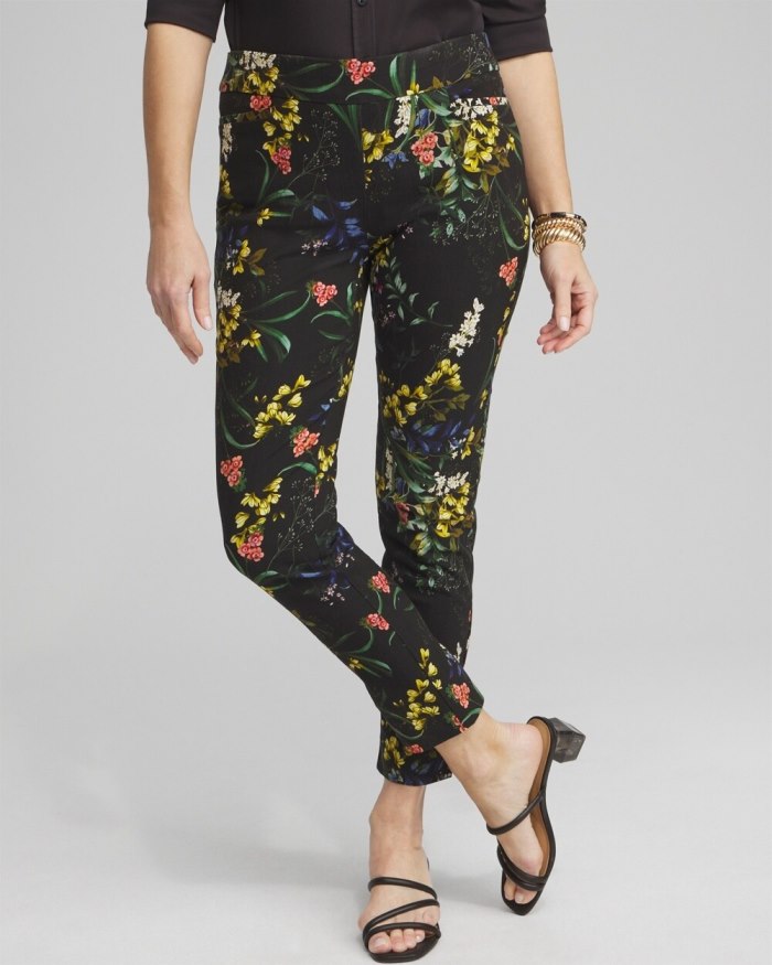 Women's Brigitte Floral Ankle Pants - Black And Green