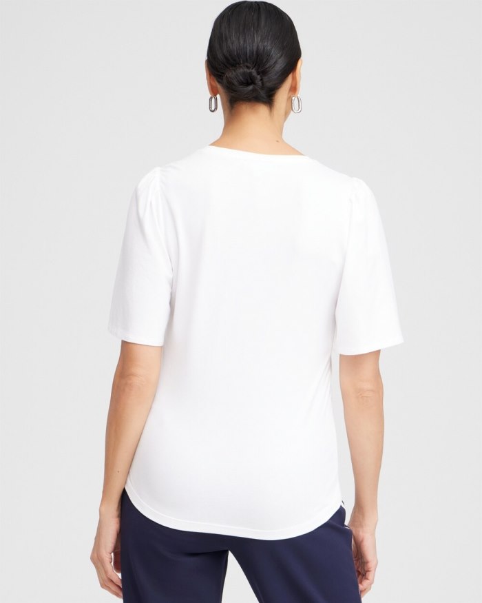 Women's Ibis Print Flutter Sleeve Tee - Alabaster