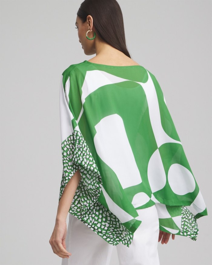 Women's Modern Print Poncho - Green