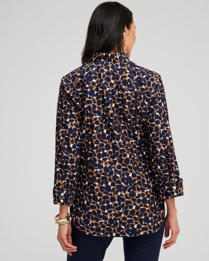 Women's No Iron 3/4 Sleeve Mosaic Print Shirt - Classic Navy