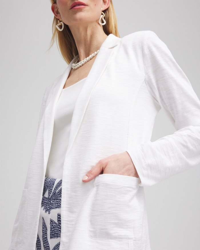 Women's Knit Cotton Blend Blazer - Alabaster