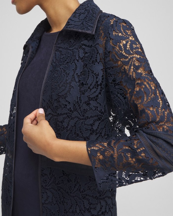 Women's Travelers Collection Lace Organza Jacket - Travelers India Ink