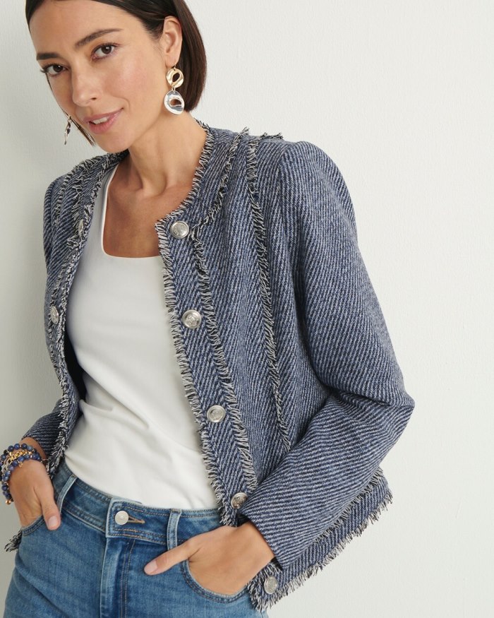 Women's Tweed Jacket - Indigo - Click Image to Close