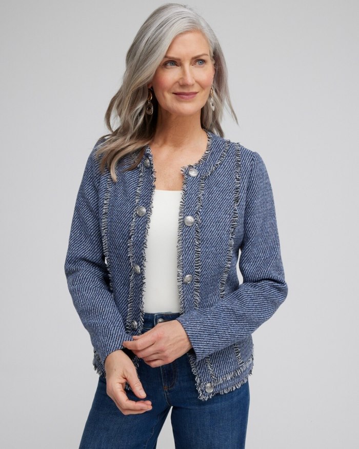 Women's Tweed Jacket - Indigo