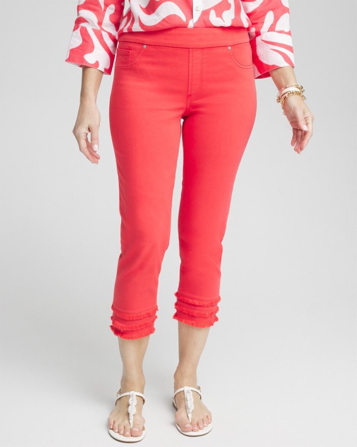 Women's Fray Hem Pull-On Crops - Watermelon Punch