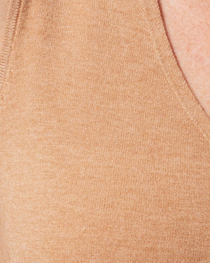 Women's V-neck Sweater Tank - Faux Camel Heather