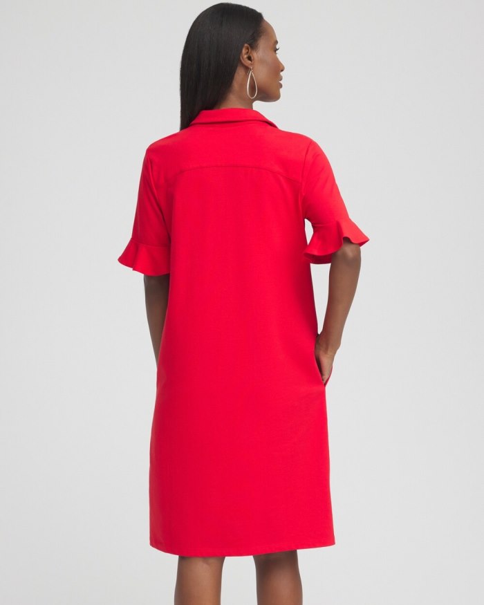 Women's Zenergy UPF Ruffle Sleeve Polo Dress - Flame Scarlet