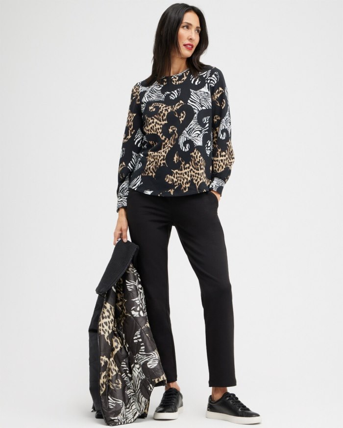 Women's Zenergy Mixed Animal Print Sweatshirt - Black