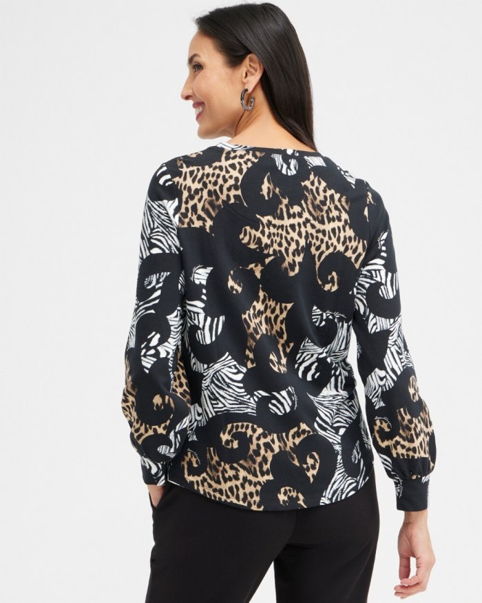 Women's Zenergy Mixed Animal Print Sweatshirt - Black