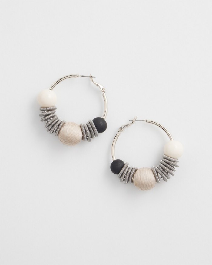 Women's Black & Neutral Hoop Earrings - Black And Neutral