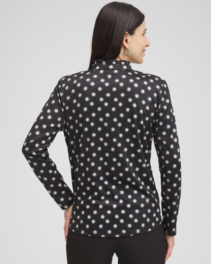 Women's Zenergy UPF Polka Dot Ruffle Neck Top - Black