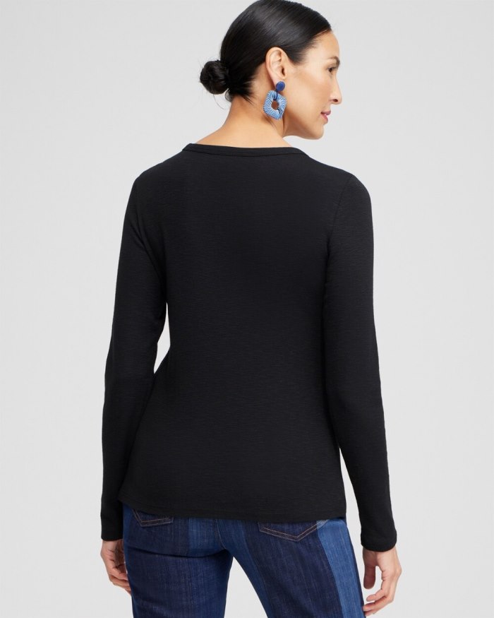 Women's Ribbed Layering Tee - Black