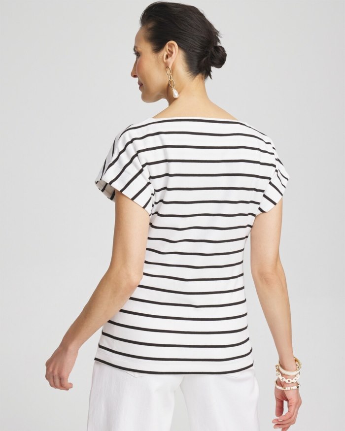 Women's Stripe Modern Cap Sleeve Tee - Alabaster