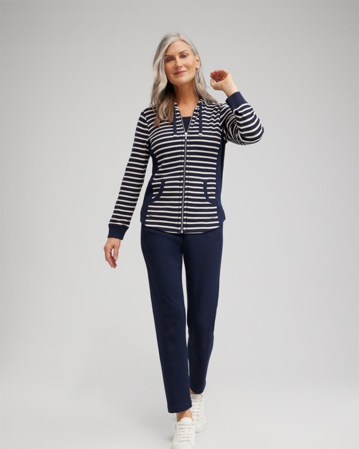 Women's Zenergy Waffle Knit Stripe Hoodie - Classic Navy