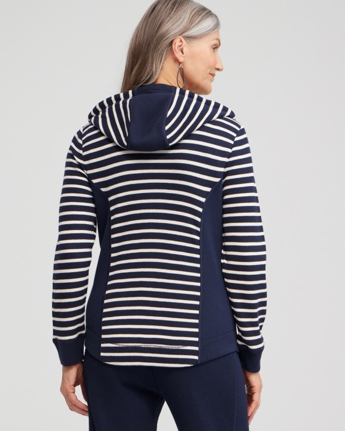 Women's Zenergy Waffle Knit Stripe Hoodie - Classic Navy