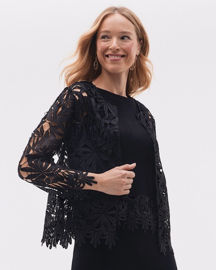 Women's Travelers Collection Lace Jacket - Travelers Black