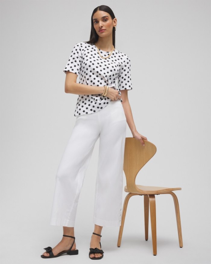 Women's Polka Dot Everyday Elbow Sleeve Tee - Alabaster