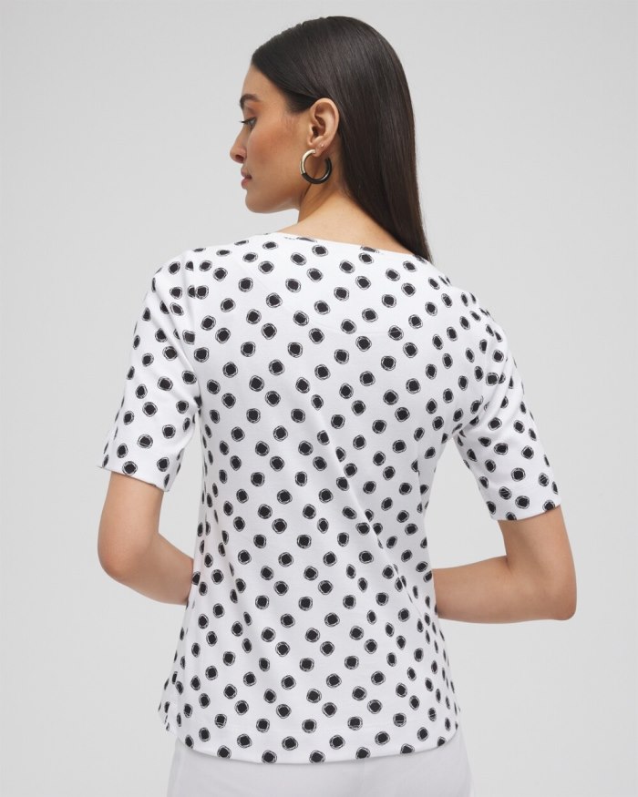 Women's Polka Dot Everyday Elbow Sleeve Tee - Alabaster