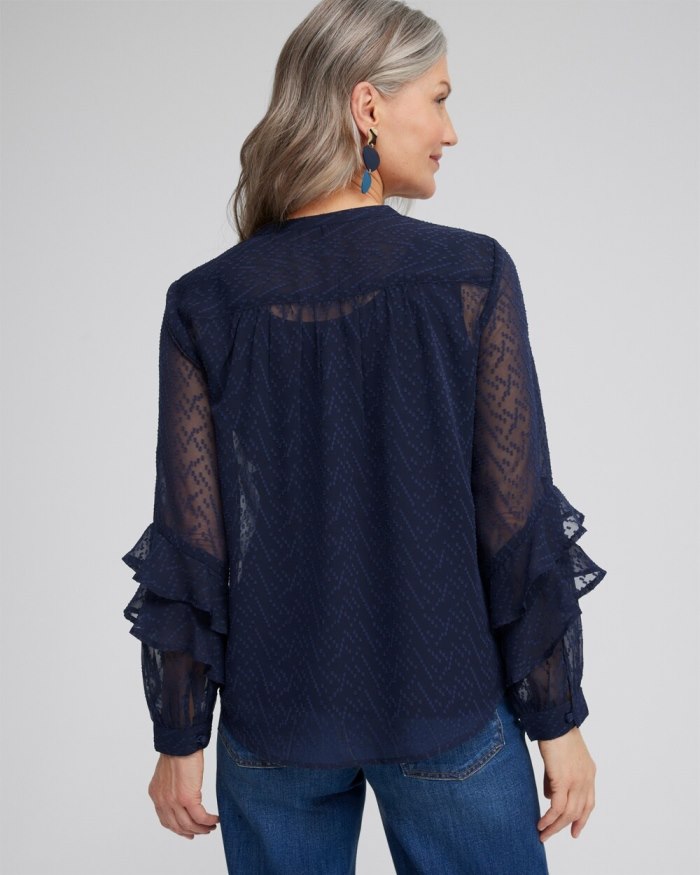 Women's Ruffle Sleeve Top - Classic Navy