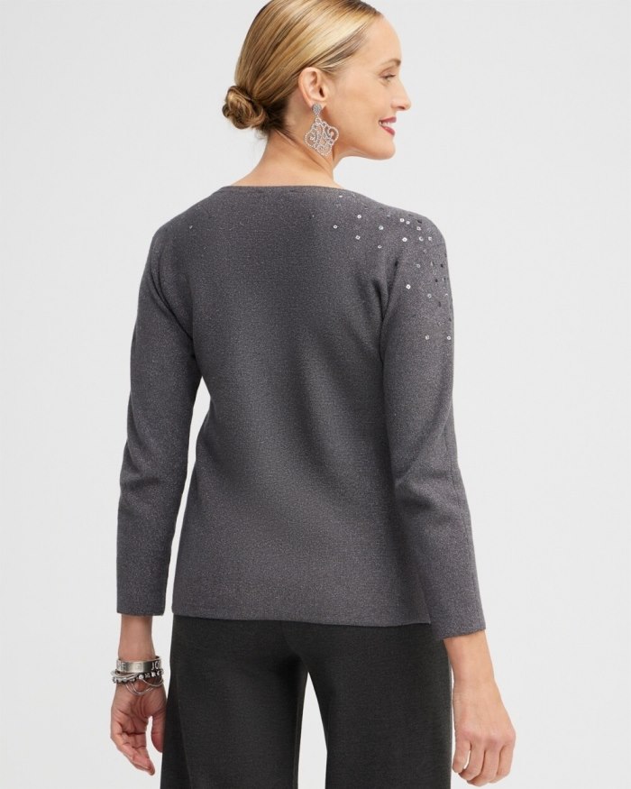 Women's Sequin Ombre Pullover Sweater - Polar Star