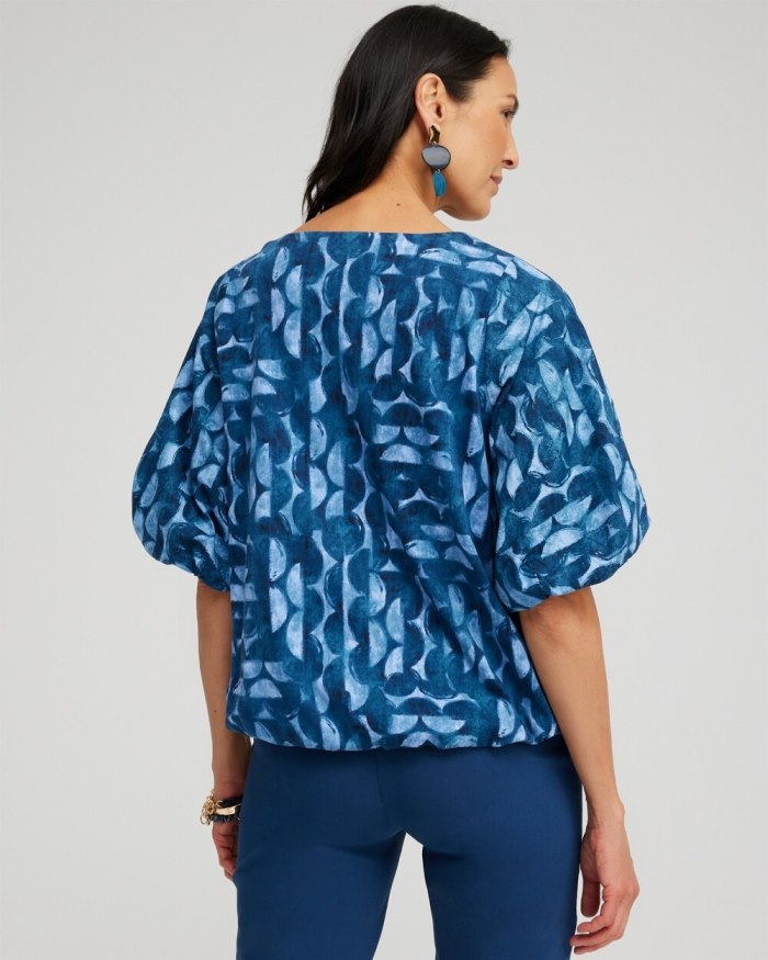 Women's Half Moon Bubble Hem Top - Blue Veil