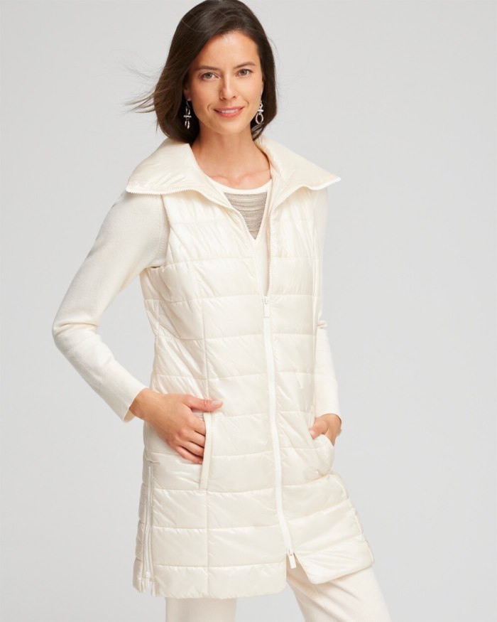 Women's Zenergy Long Quilted Vest - English Cream