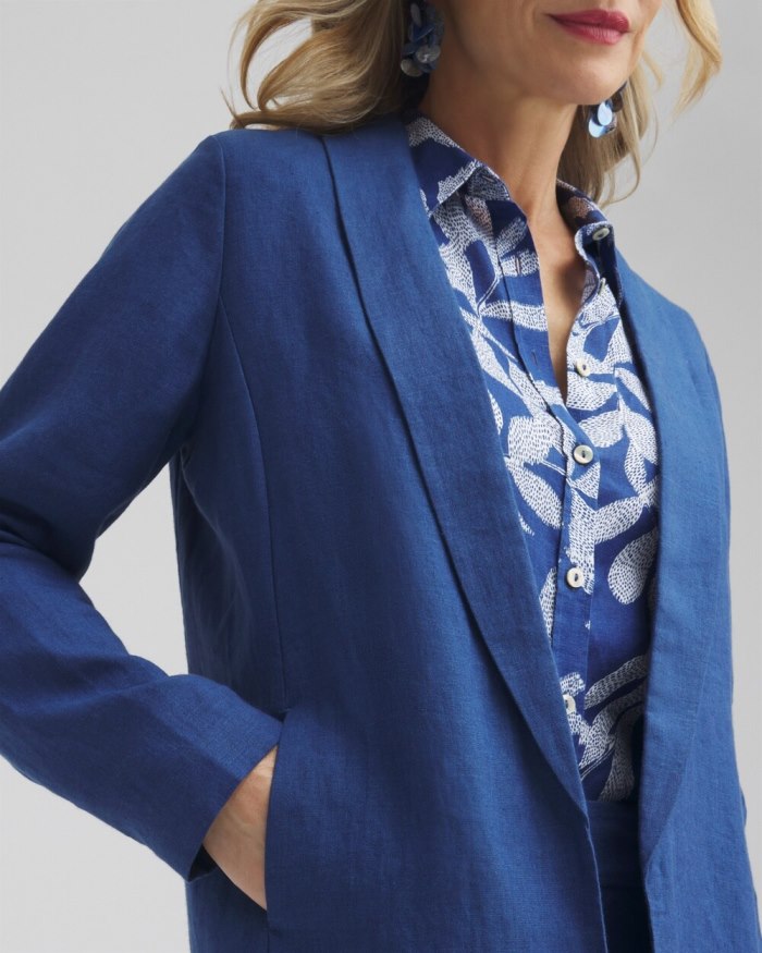 Women's Linen Blazer - Naval Indigo