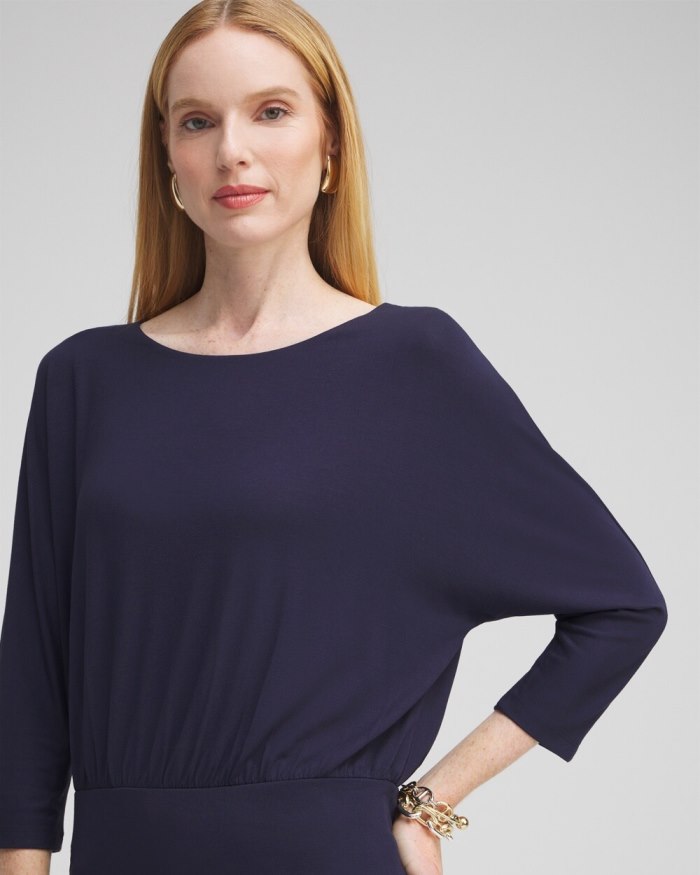 Women's Touch of Cool Banded Hem Top - Classic Navy - Click Image to Close