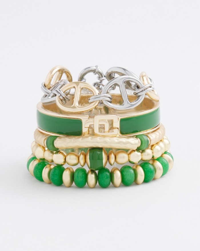 Women's Enamel Bead Stretch Bracelet - Verdant Green