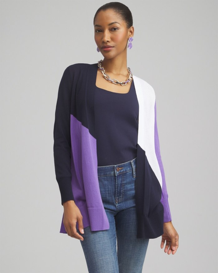 Women's Summer Romance Colorblock Cardigan - Parisian Purple