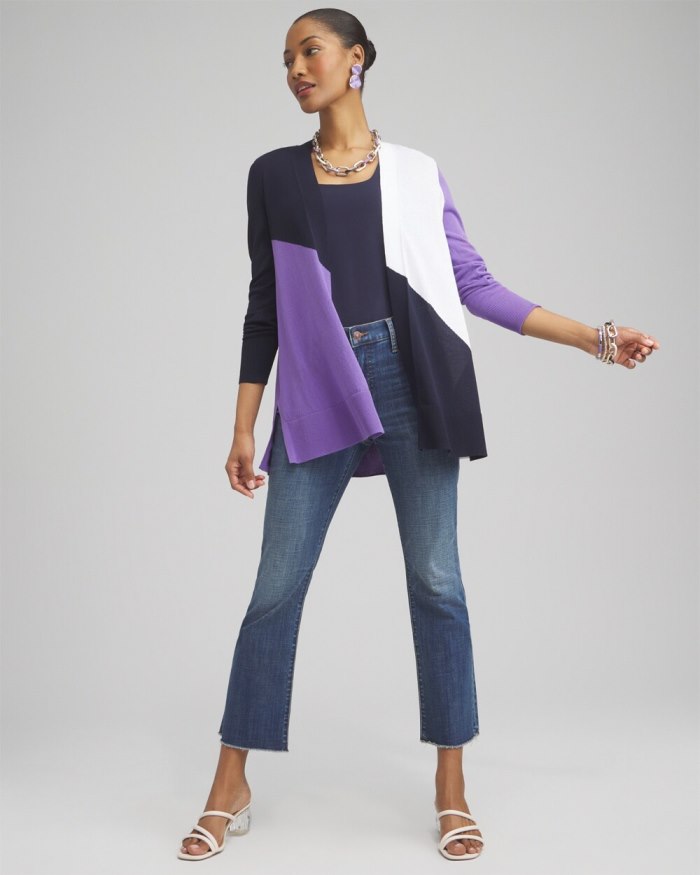 Women's Summer Romance Colorblock Cardigan - Parisian Purple