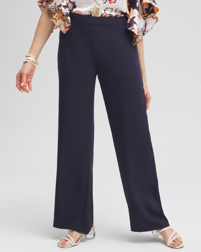 Women's Black Wide Leg Soft Pants - Classic Navy