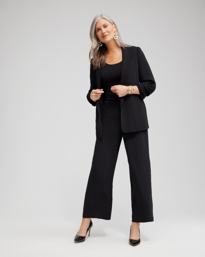 Women's Black Wide Leg Soft Pants - Classic Navy