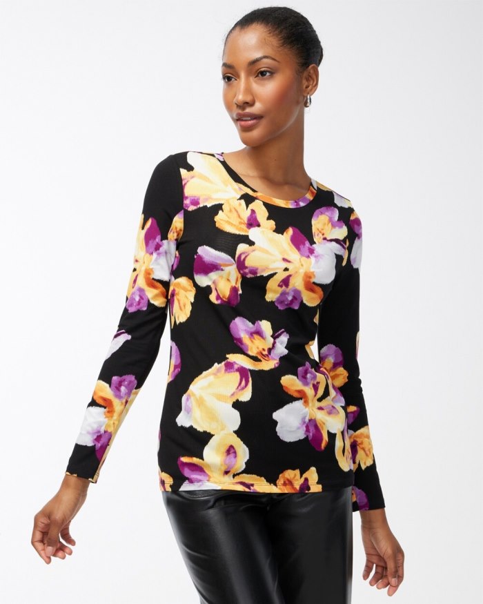 Women's Touch of Cool Floral Layering Tee - Sweet Berry - Click Image to Close