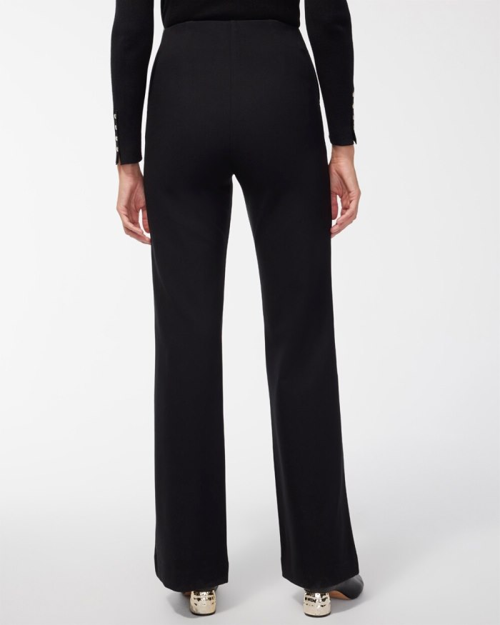 Women's Ponte Pull-on Wide Leg Trouser Pants - Black